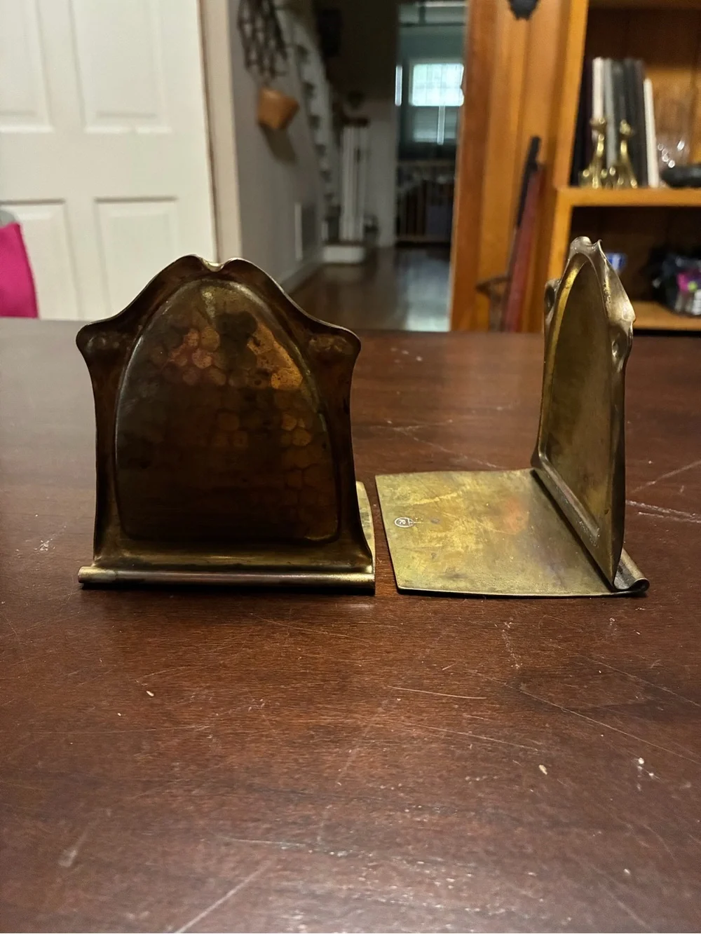 Roycroft hammered-copper Arts & Crafts bookends